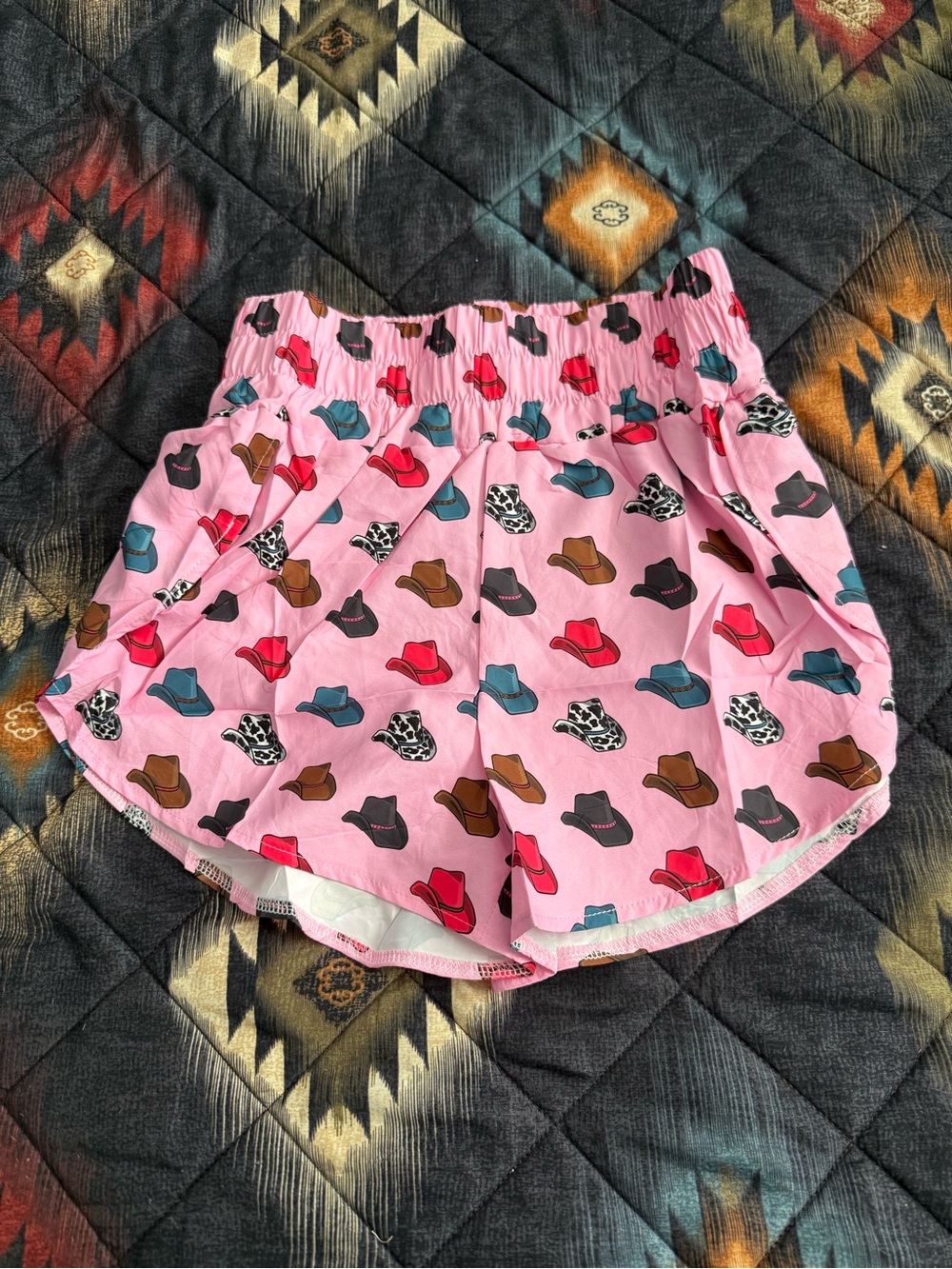 Pink Cowgirl Hat Print Athletic Shorts